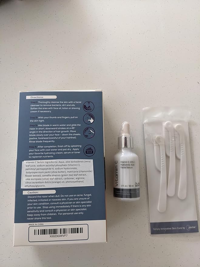 Dermaplaning Tool – Practical Eyebrow, Face and Peach Fuzz Hair Removal Razors for Women - With Vitamin C Facial Serum - 3 Pack Dermaplane Razor Blades-VivaGrace Women