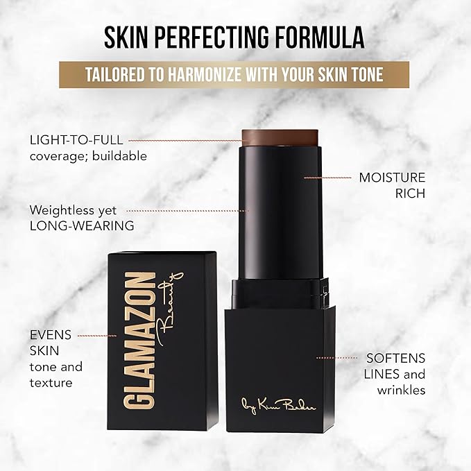 Glamazon Second to None Foundation Stick, Chocolate Mousse, Light-to-Full Coverage, Weightless Makeup With a Glowy Natural Finish-VivaGrace Women