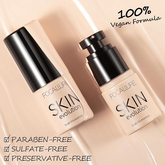 FOCALLURE 2 Pcs Liquid Foundation, Skin Evolution Foundation + Concealer, Full Coverage Foundation Makeup, Durable, Waterproof, Oil-Control, Hides Wrinkles & Lines, Alabaster-VivaGrace Women