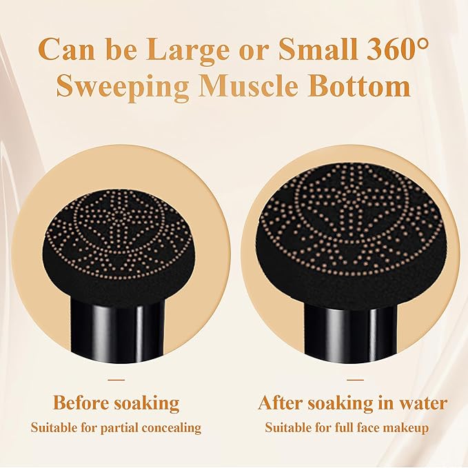Mushroom Head Air Cushion CC Cream - Oil Control & Moisturizing Concealer Makeup Base, Brighten Long - Lasting Even Color Correcting Concealer Full Coverage for All Skin Types (Natural)-VivaGrace Women