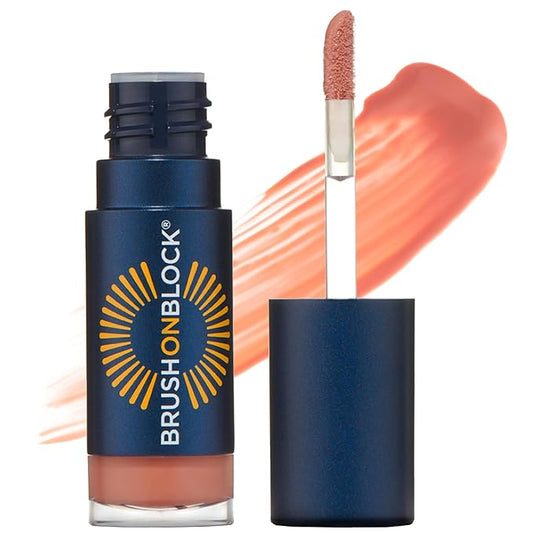 Brush On Block Sun Shine Protective Lip Oil SPF 30, Mineral Protection from UVA/UVB & Blue Light, Hydrating, Cruelty-Free, Gluten-Free, & Vegan, Coral-VivaGrace Women