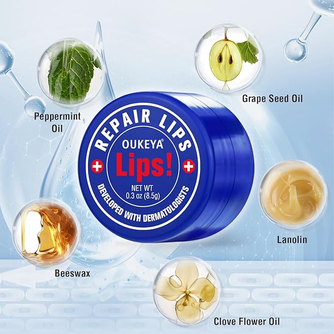 Lip Balm Treatment with Beeswax, Peppermint Oil,Natural Formula Lip Balm with Vitamin E & C Lips Daily Conditioning 24 hrs Long-lasting Moisture, Gentle Exfoliation Prevent Dryness & Chapping-VivaGrace Women