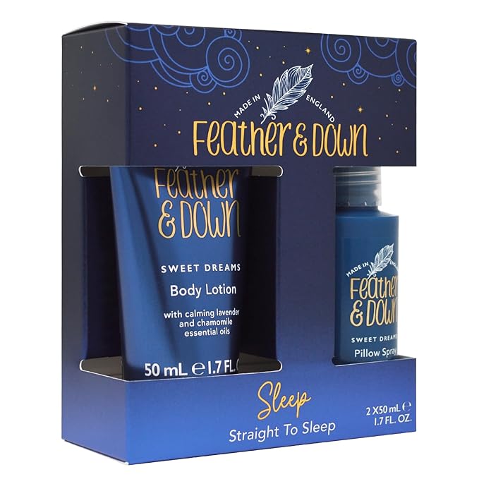 Feather & Down Straight to Sleep Gift Set: 50ml Pillow Spray & 50ml Body Lotion, The Perfect Sleep Duo, Infused with Lavender & Chamomile Essential Oils, Vegan & Cruelty Free-VivaGrace Women