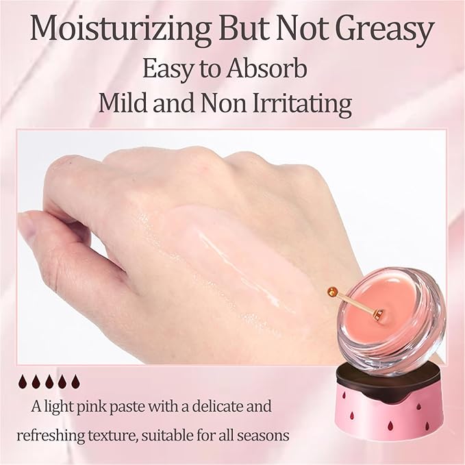 Strawberry Lip Sleeping Mask, Lip Mask Overnight Moisturizing Repairing Dry Crack Lip, Lip Care Products Reduce Lip Wrinkles & Dead Skin, Lip Moisturizer for Very Dry Lips, Women's Daily Lip Balm (strawberry)-VivaGrace Women