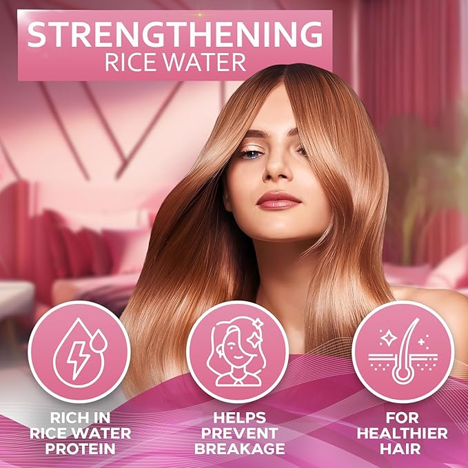 Rice Water Spray for Hair - With Rosemary, Biotin and Castor Oil - Tonic for Women and Men with Thinning Hair - Fermented Thickening Treatment to Fight Hair Fall - Daily Strengthening Leave In Formula-VivaGrace Women