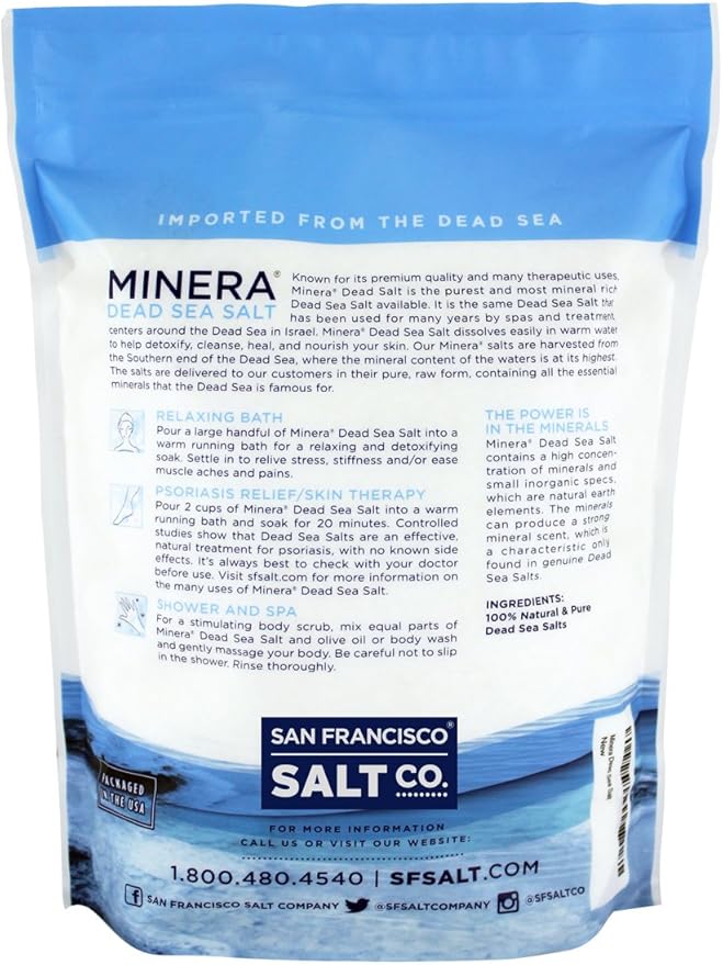 Minera Fine Grain Dead Sea Salt for Bath & Soaking – 19 lbs, Fast-Dissolving, 100% Pure & Natural, Unscented, Skin-Nourishing Bulk Sea Salt-VivaGrace Women