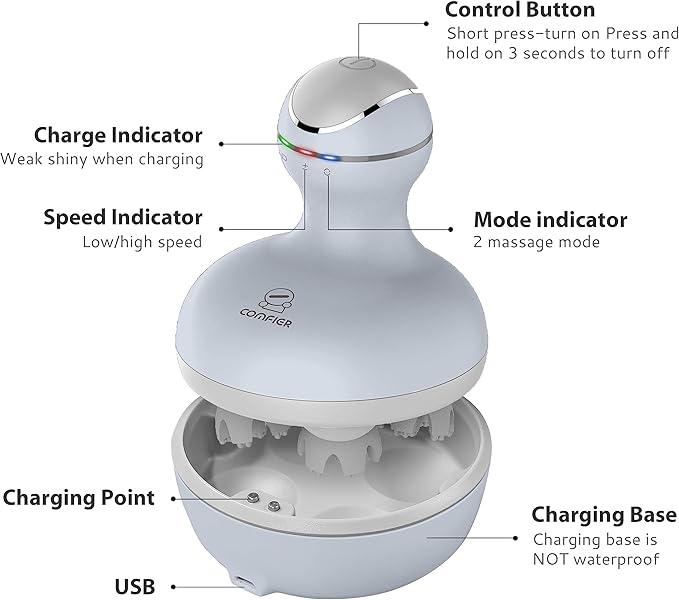 COMFIER Electric Scalp Massager Hair Growth,Handheld Head Massager for Headaches,84 Massage Nodes,Hair Massager,Deep Kneading and Stress Relief,Head Scratcher,Ideal Gifts for Mom,Dad,Women,Men-VivaGrace Women