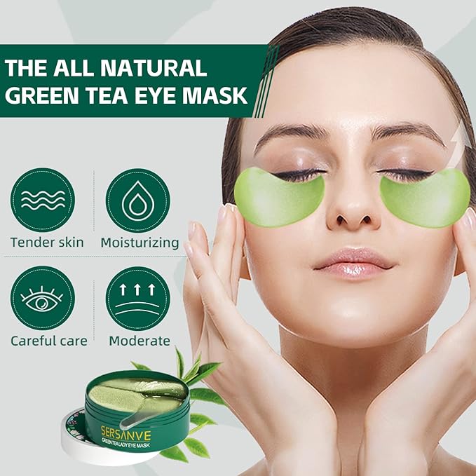 Under Eye Mask,30 pairs Green Tea Extract Anti-Aging Under Eye Mask, Firming Eye Mask, Green Tea Eye Patches,for Eye Moisturizing Dark Circles, Wrinkles, Fine Lines, Under Eye Bags-VivaGrace Women