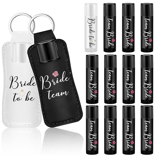 24 Pack Bachelorette Party Favor Lip Balm Set Team Bride Lip balm with Lipstick Holder Keychain Bride to be Lip balm Bridal Shower Proposal Gifts for Wedding Party Favors(White, Black)-VivaGrace Women