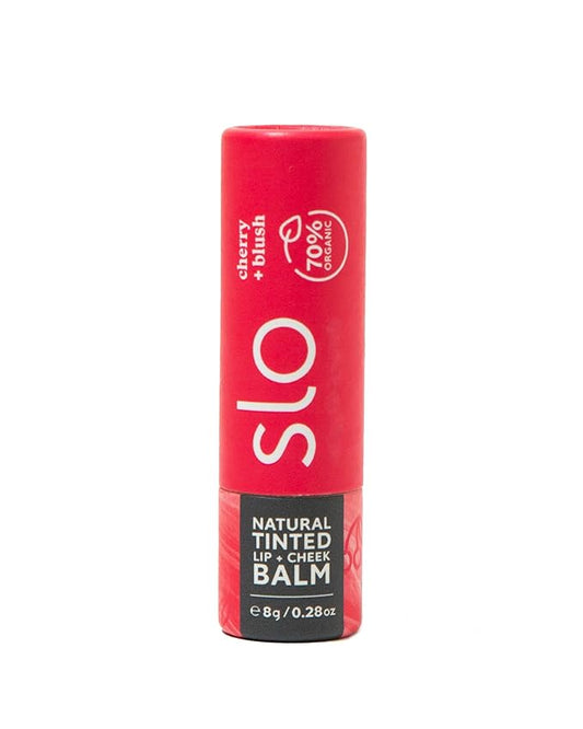 Slo | Natural Tinted Lip and Cheek Balm - All Natural Ingredients, Vegan & Cruelty Free, Hydrating & Soothing, Plastic Free, Paper Packaging | Cherry Blush, 0.28oz-VivaGrace Women