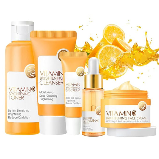 Skin Care Set, Vitamin C Skin Care Sets & Kits, Skin Care for Teenage Girls Gift Set with Cleanser, Toner, Serum, Eye Cream, Facial Cream, Facial Skin Care Sets & Kits for Teenage Girls Women-VivaGrace Women