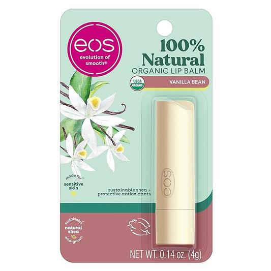eos 100% Natural & Organic Lip Balm Stick- Vanilla Bean | Dermatologist Recommended for Sensitive Skin | All-Day Moisture Lip Care Products | 0.14 oz-VivaGrace Women