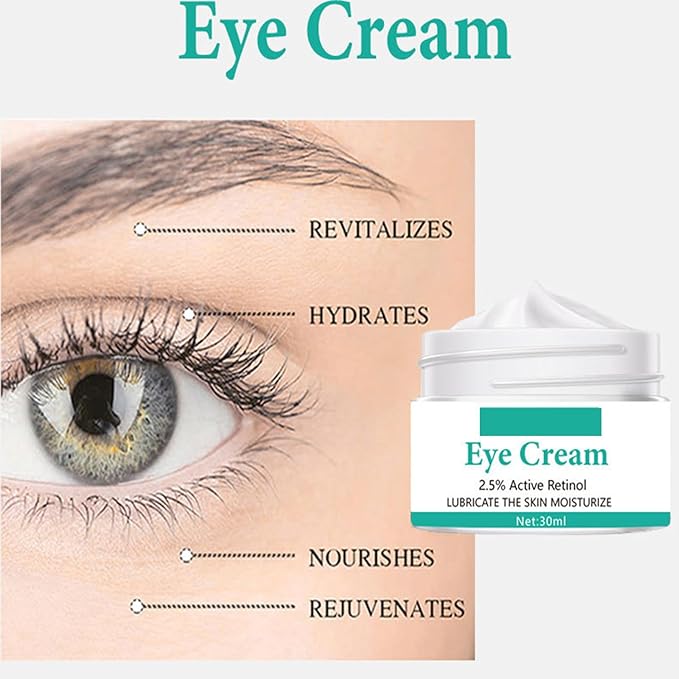 Eye Cream with 2.5% Active Retinol Anti Puffiness Caffeine Under Eye Cream Collagen Deep Moisturizing Anti Wrinkle Reduce Fine Lines Improve Dark Circles Anti Aging-VivaGrace Women