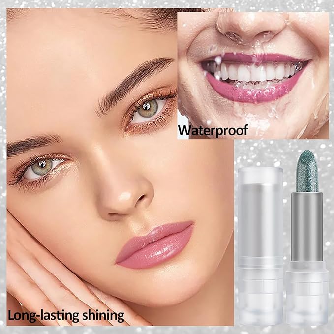 DAGEDA 3PCS Glitter Lipstick, Moisturizing Glossy Color Changing Lip Balm, Long Lasting Shimmer Lipstick, Nonstick Color Change Lipstick, Waterproof Glitter Lip Balm for Festival-VivaGrace Women