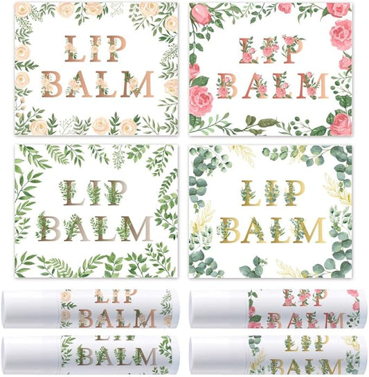 OLYCRAFT 100Pcs Self-Adhesive Lip Balm Tag Stickers 1.7x2.1 inch Waterproof Adhesive Label with Flower Patterns Rectangle Lipstick Tag Sticker for Lip Balm Container Tubes Lipstick Wrapping Decoration-VivaGrace Women