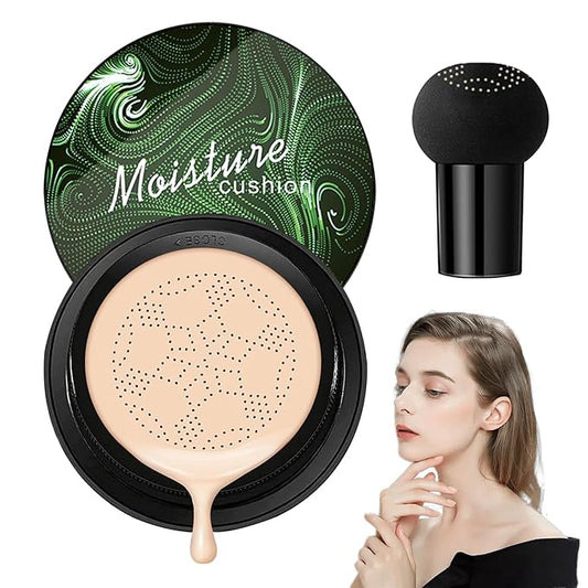 Mushroom Head Air Cushion CC Cream Foundation Makeup,Moisturizing Non-Greasy BB Cream Foundation,Long Lasting Matte Concealer Full Coverage Face Makeup Liquid Foundation for All Skin Types(Ivory)-VivaGrace Women