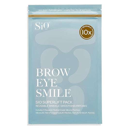 SiO Beauty SuperLift Pack - Wrinkle-Smoothing, Medical-Grade Silicone Patches for Fine Lines - Reusable Up to 10x - Cruelty-Free & Eco-Friendly Beauty Patches for Smile Lines & Crows Feet - 5 Patches-VivaGrace Women