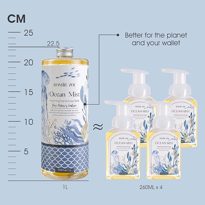 Fragrance Ocean Charm Foaming Soap Refill Gift Set, 3-Pack, Gentle & Moisturizing, Great Gift for Mom