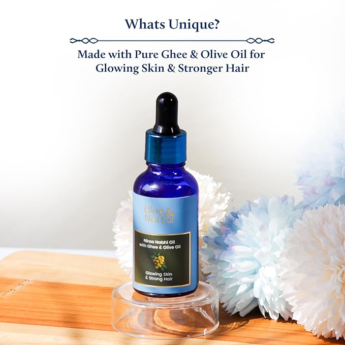 Blue Nectar Ayurveda Navel Oil with Ghee & Olive for Belly Oiling | Natural Belly Button (Nabhi) Oil for Radiant Skin & Deep Hydration (22 Herbs, 1 Fl Oz)-VivaGrace Women