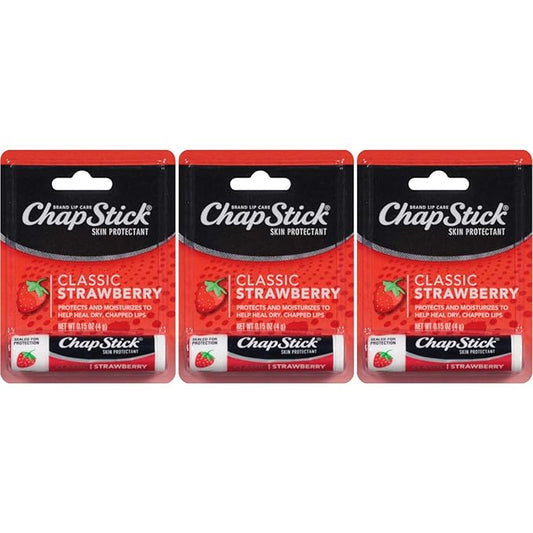 Chapstick Lip Balm-Classic Strawberry 3 Pack-VivaGrace Women