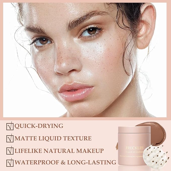 Boobeen Freckle Stamp Face Freckles Air Cushion Liquid Freckle Makeup Stamp Waterproof Fake Freckle Pen Long Lasting Quick Dry Small Spot Freckle Makeup, Create Natural Freckles Makeup-VivaGrace Women