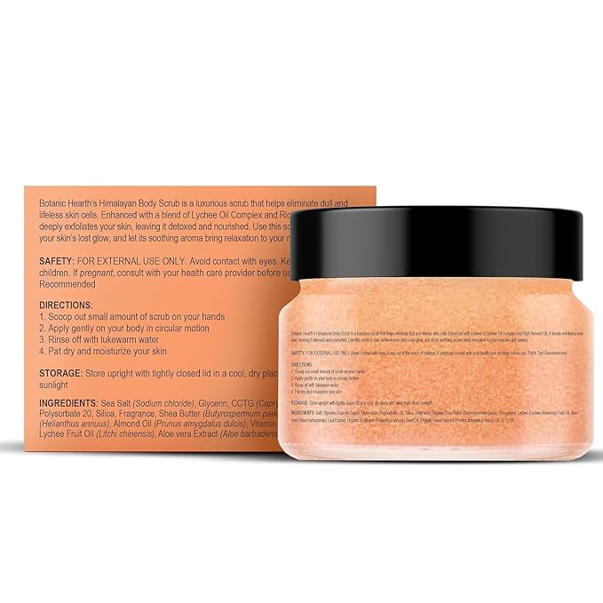 Botanic Hearth Himalayan Salt Body Scrub With Lychee Oil, Exfoliating Body Scrub Act As Body Exfoliator & Helps With Moisturizing Skin, Acne, Cellulite, Dead Skin Scars, Wrinkles 12 Oz-VivaGrace Women