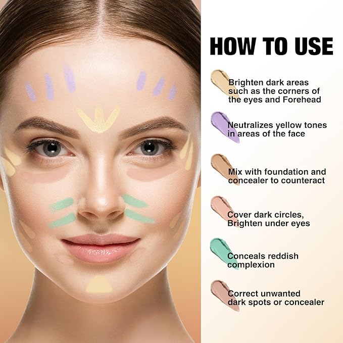 LANGMANNI Multi-Use Face Contour Stick,Highlighter & Concealer Stick, Combo Use For Correcting Color Balancing (#01+#02 Yellow+Green)-VivaGrace Women