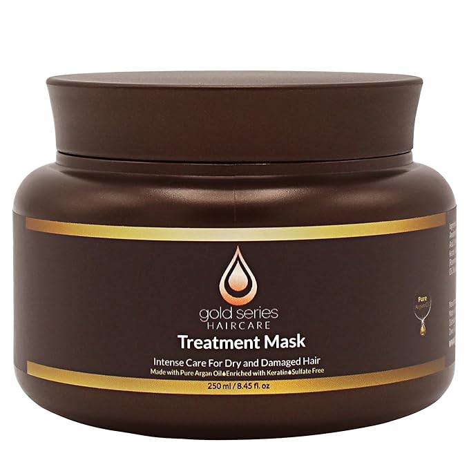 Gold Series Treatment Mask – Deep Hydrating Argan Oil Hair Mask for Dry, Damaged, Color Treated and Curly Hair Enriched with Keratin – Sulfate Free Natural Hair Repair Treatment, 8.45oz-VivaGrace Women