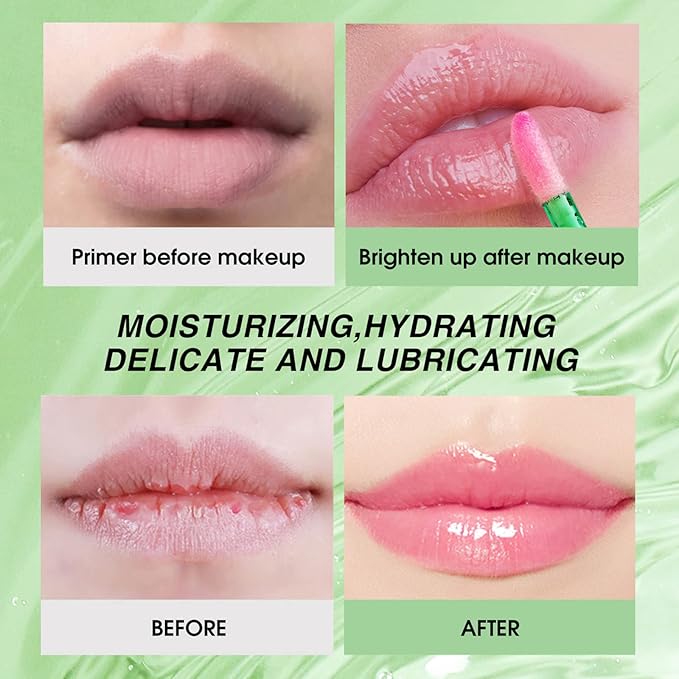 Lip Balm, 3PCS Aloe Vera Long Lasting Nutritious Lip Oil, Color Changing Tinted Lip Balm Set, Natural Plumping Hydrating, Easy Brush Application, Cute Portable Design, Unisex-VivaGrace Women