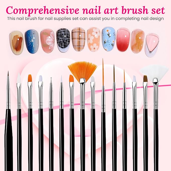 39 PCS Nail Art Brushes Set,Nail Art 3D Sculpting Pen Dotting Tools,Ombre Silicone Brush,Liner Brushes,Acrylic Brushes,Nail Art Palette with Gel Mixing Rod,Nail Design Kit for Home Diy & Salon-VivaGrace Women