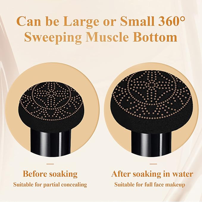 Mushroom Head Air Cushion CC Cream, Long-Lasting Brightening BB Cream Foundation With Powder Puff for Face Makeup and Mature Skin, Moisturizing Full Coverage Self Adjusting Concealer (Buff Beige)-VivaGrace Women