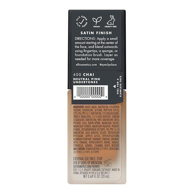 e.l.f. Flawless Finish Foundation, Lightweight & Medium Coverage, Semi-Matte Finish, Chai, 0.68 Fl Oz (20mL)-VivaGrace Women