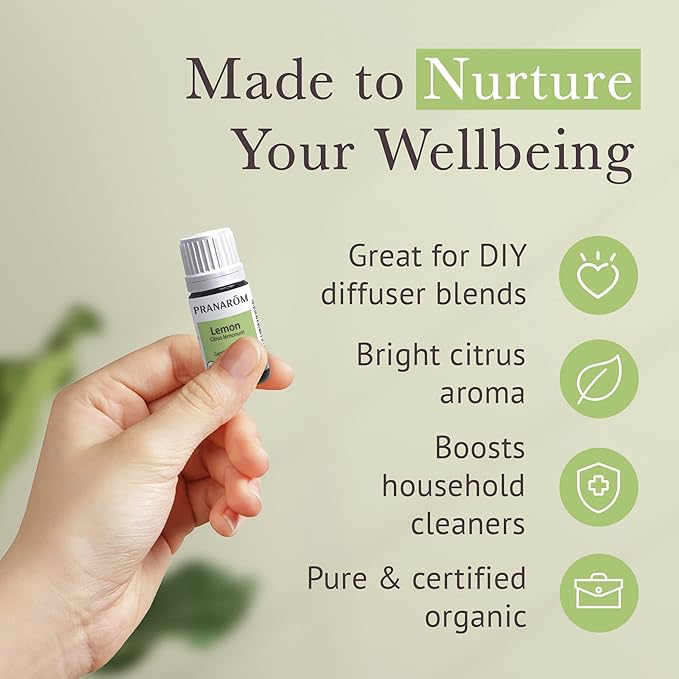 Pranarom USDA Certified Organic Lemon Essential Oil (15ml), 100% Pure Undiluted Therapeutic Grade from Argentina for Aromatherapy, Diffuser, DIY, Cleaning, Fresh Lemon Scent-VivaGrace Women