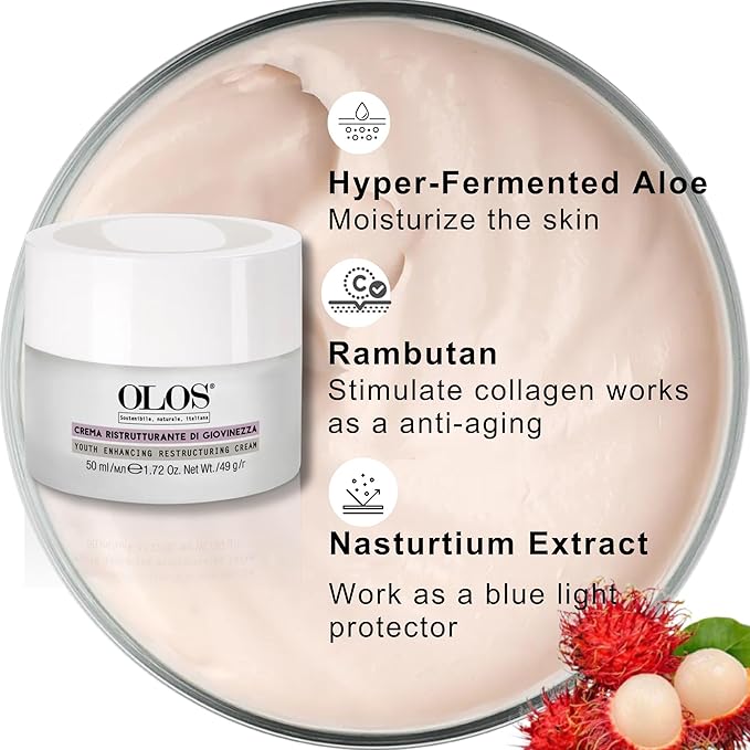 OLOS Youth-Enhancing Restructuring Cream - Anti-Aging Face Moisturizer - Face Lotion with Aloe and Shea Butter - Collagen Booster Face Cream - 1.7 oz-VivaGrace Women