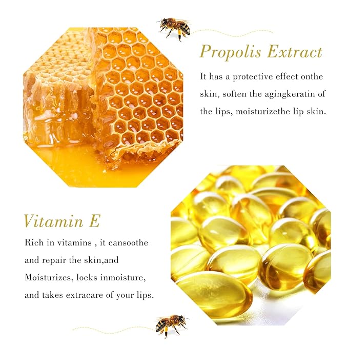 Honey Lip Butter, Hydrating Overnight Lip Balm & Mask, Bee Lip Mask, 12 Hours Long-lasting Moisture, Hygienic Twist Dispenser, Cracked Lip Scrubs Exfoliato Lip Wrinkle Skin Care Products-VivaGrace Women