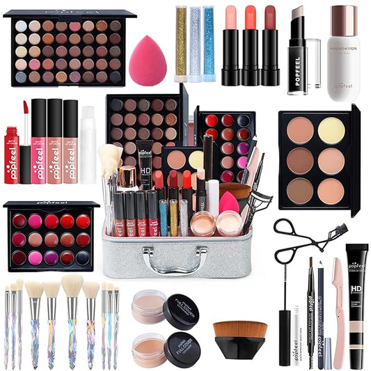 All-in-One Makeup Gift Set Carry All Makeup Kit Women Full Kit With Makeup Bag Lipgloss Lipstick Concealer Blush Foundation Face Powder Eyeshadow Palette Cosmetic Palette #6-VivaGrace Women