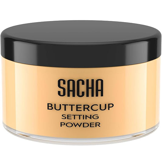 Sacha BUTTERCUP Setting Powder Makeup 1.75 Oz. Translucent Setting Powder for Oily Skin Finishing Powder Loose Powder Makeup Blurring Powder Blurs Fine Lines and Pores For Medium to Dark Skin Tones-VivaGrace Women