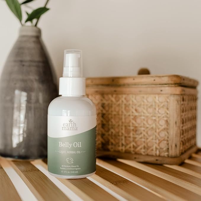 Earth Mama Belly Oil for Dry Skin | Calendula Skin Care Moisturizer Oil to Encourage Natural Elasticity and Help Prevent Stretch Marks During Pregnancy and Postpartum, 4-Fluid Ounce-VivaGrace Women
