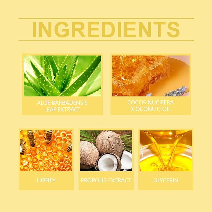 Honey Lip Balm, Propolis Long Lasting Hydrating Lip Butter & Mask, Overnight Nourishing Care, Gentle Exfoliation, Non-sticky Fresh Texture-VivaGrace Women