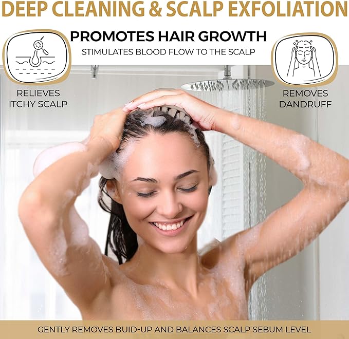 Fiora Naturals Scalp Massager Shampoo Brush - Silicon Scalp Scrubber & Exfoliator for Dandruff Removal and Hair Growth, Scalp Brush for Wet & Dry Hair, Shampoo Brush for Men, Women, Kids - BPA Free-VivaGrace Women