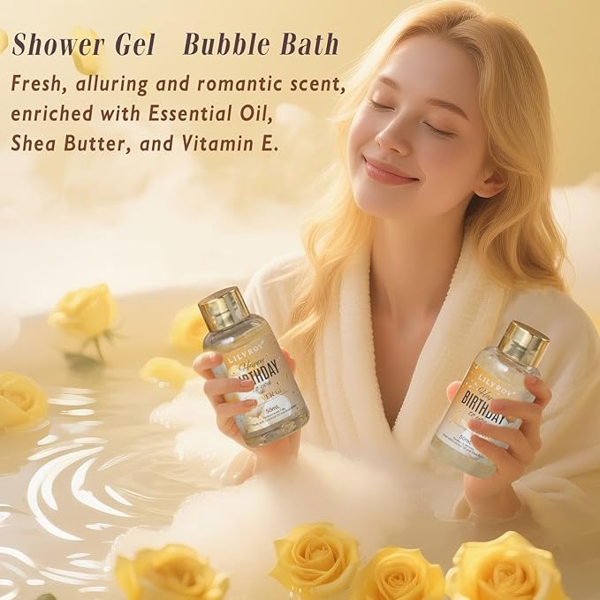 24Pcs Happy Birthday Gifts for Women Mom - Luxury Birthday Presents Spa Gift Set, Bath and Body Gift for Sister Girlfriend Wife Grandma with Necklace, Birthday Gift Set Idea for Women Female Friends-VivaGrace Women