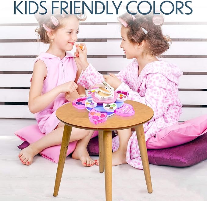 Toysical Kids Makeup Kit for Girl - Flower Shaped Makeup for Kids, Washable Non Toxic Makeup Kit for Girls with Mirror - Birthday and Christmas Make up Kit for Girls Age 6-12-VivaGrace Women