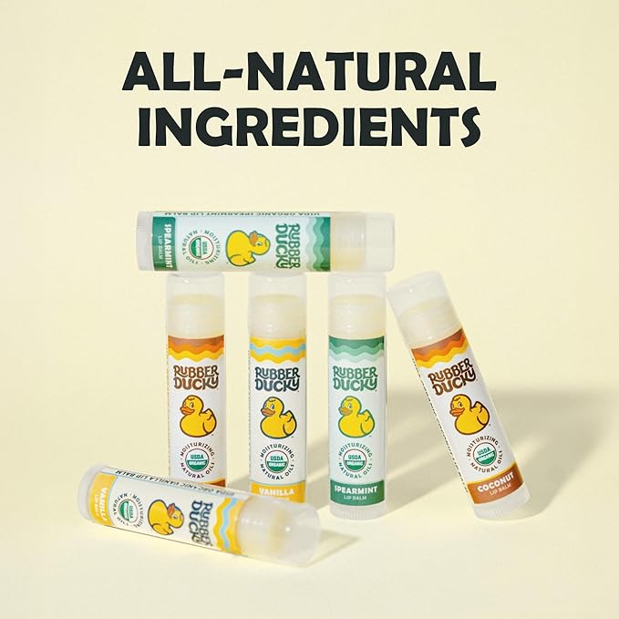 Rubber Ducky Sunscreen - Organic Lip Balm for Women, All Natural Stick with Vitamin E - Moisturizing & Hydrating Lip Balm for Dry Lips - Untinted and Non-Toxic Lip Care - Spearmint, 3 Pack-VivaGrace Women