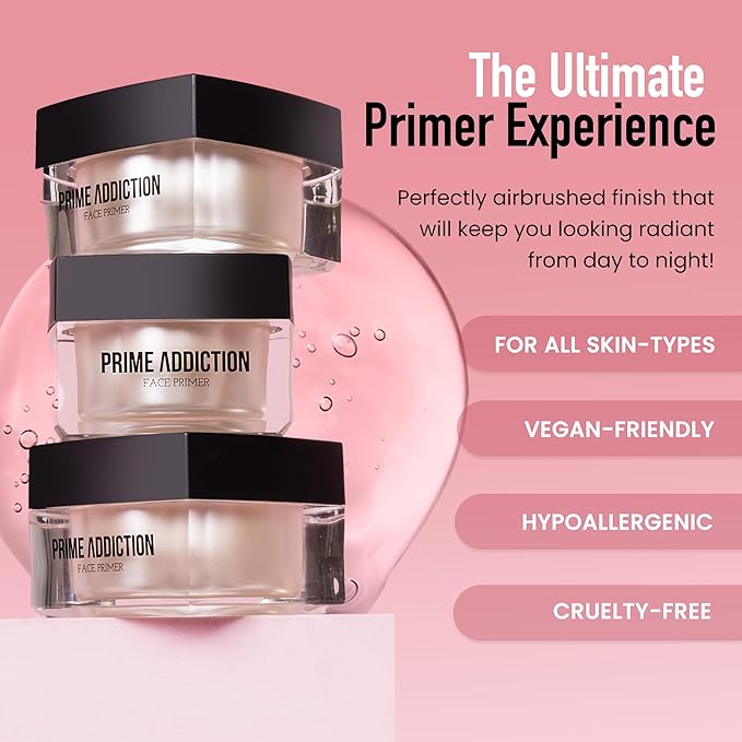 Frankie Rose Cosmetics Prime Addiction Face Primer – Perfect for Dry, Sensitive, Combination, Normal & Oily Skin – Moisturizing, Nourishing & Colorless Makeup Primer - 1.05 oz. (30 grams)-VivaGrace Women