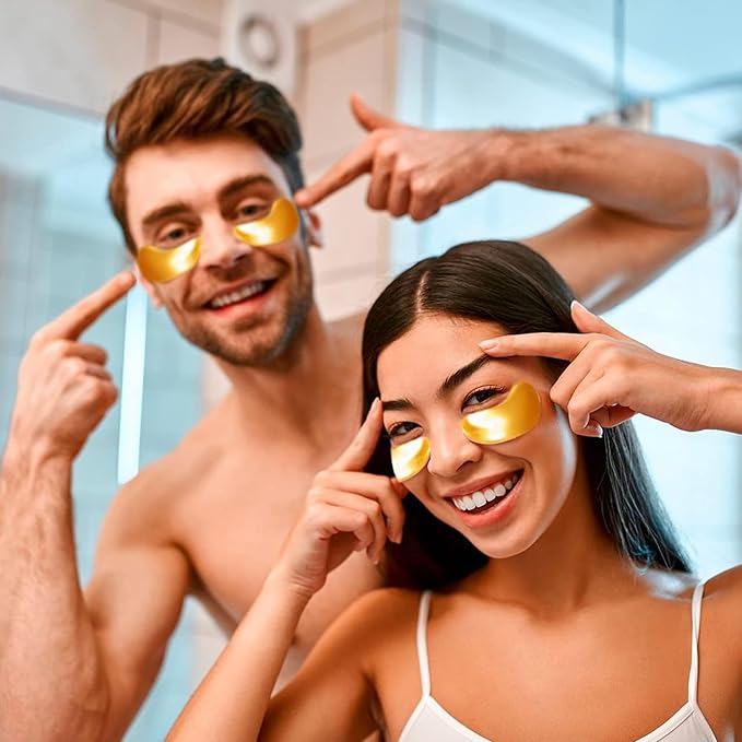 30 Pairs Collagen Lip Masks & Under Eye Mask, Gel Crystal Moisturizing Lip Mask, 24K Gold Under Eye Patches for Puffy Eyes, Dark Circle, Reducing Fine Lines, Effectively Nourishes Lip & Eye Skin Care-VivaGrace Women