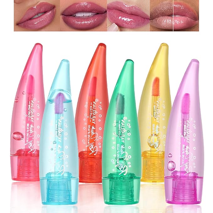 6PCS Aloe Vera Lip Gloss, Long Lasting Nutritious Lip Balm Moisturizing Aloe Vera Lip Oil for Lip Treatment and Dry Lips, Color Changing Lipstick Tinted Lip Balm Set (B)-VivaGrace Women