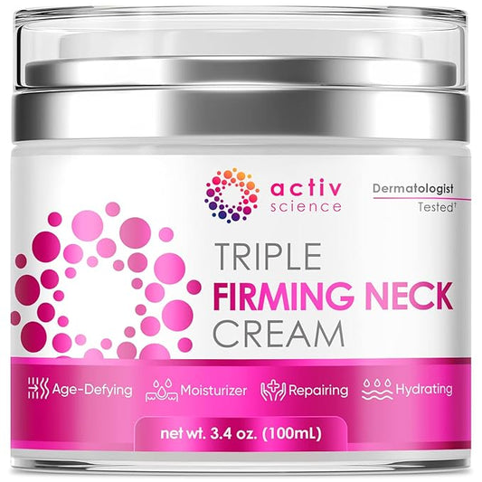 ACTIVSCIENCE Neck Firming Cream - Natural Anti-Aging Facial Moisturizer with Retinol Collagen & Hyaluronic Acid - Day & Night Anti-Wrinkle Cream - Firming, Hydrating Face Cream - 3.4Oz-VivaGrace Women