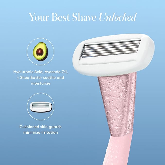 Women's Razor Shave Kit, 1 Rose Razor Handle + 6 Blade Refills-VivaGrace Women