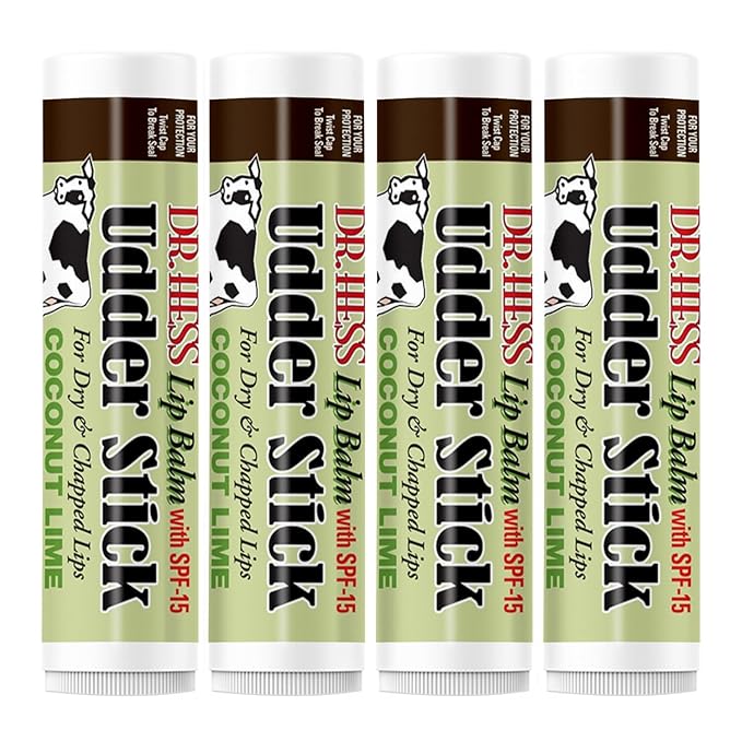 Original Udder Stick SPF Lip Balm, Soothing Moisturizer Sun Screen Balm for Dry Lips with Jojoba, Beeswax & Shea Butter, Total Lip Care, Hydration & Repair, Coconut-Lime Flavor, 4 Pack-VivaGrace Women