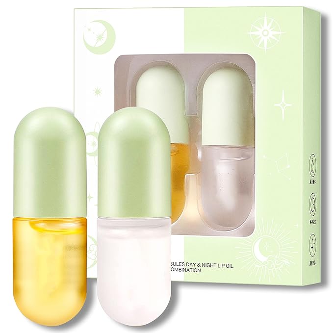 Lip Plumper Set,Lip Plumper Oil Gloss Moisturizing Lip Plumper Lip Care Serum,Hydrating Plump Gloss Reduce Fine Lines,Lip Plumper for Day & Night Use Set A（2Pcs）-VivaGrace Women